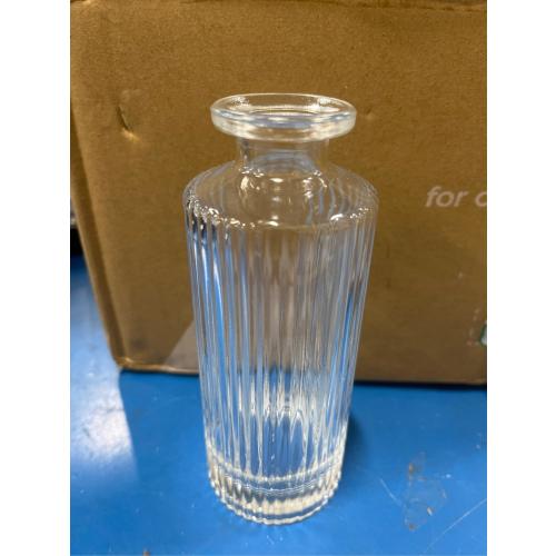 Glass Bud Vases Set of 12, Ribbed Bud Vases in Bulk, Mini Vases for Centerpieces, Small Clear Vintage Vase for Table Decorations, Wedding Decor, Home (Ribbed)