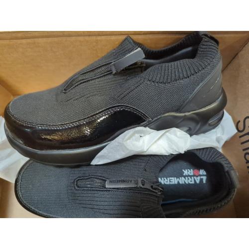 size 7 LARNMERN Steel Toe Sneakers for Women Slip On Safety Toe Work Shoes Air Cushion Walking Casual Shoes Lightweight Comfortable
