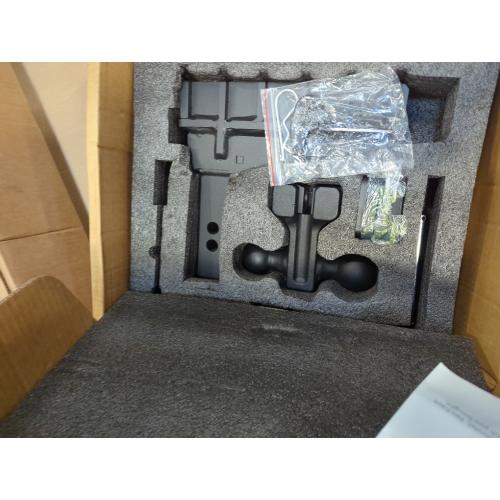 Dual-Ball Adjustable Trailer Hitch(2&2-5/16), Fits 2-Inch Receiver, 6 Inch Drop/Rise Drop Cushioned Hitch, 25,000 LBS GTW-Tow Hitch for Truck, Solid Ball Mount, Black, Heavy Duty