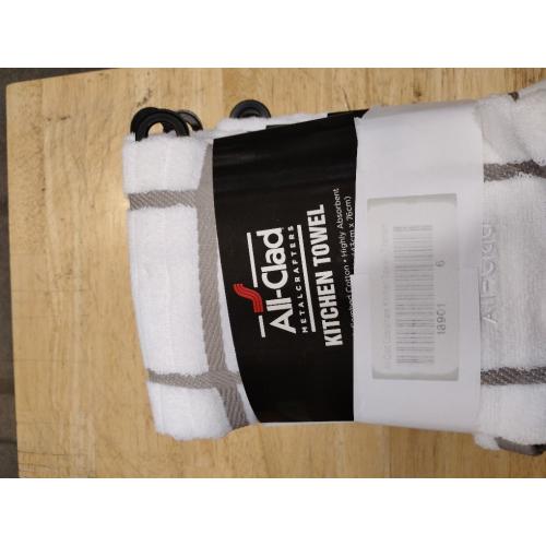 All-Clad Checked Kitchen Towel: Highly Absorbent, Super Soft Long Lasting - 100% Cotton, 17x30 Tea Towel for Cleaning & Drying Dishes, Pans, Glassware, or Countertops, (6-Pack), Titanium