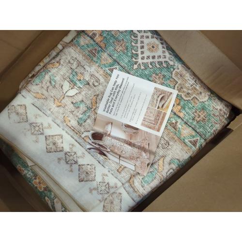 zesthome 8x10 Area Rugs for Living Room,Non-Slip Backing Washable Rugs,Vintage Large Area Rug，Stain Resistant Home Decor Rug (Green/Brown,8'x10')