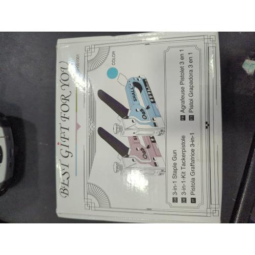 Blue SHALL Staple Gun Heavy Duty, 3-in-1 Upholstery Staple Gun Kit with 3000 Staples, Staple Remover, Manual Brad Nailer with Specific Staples Outlet Position Indicator