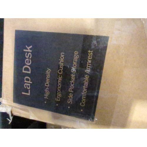 Reading Pillow for Gaming with Ergonomic Arm Rests, Wooden Lap Desk for Laptop, Support Pillow with Side Pockets for Reading, Writing, Working, Gaming on Bed, Couch or Floor (Gray, Large)