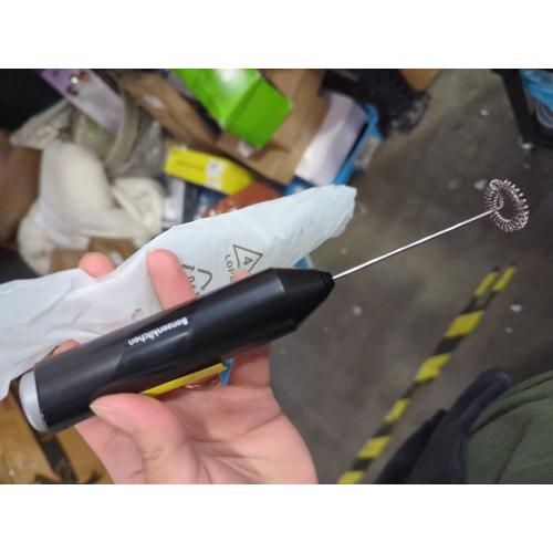 Bonsenkitchen Powerful Milk Frother for Coffee, Fast Handheld Drink Mixer with Stainless Steel Whisk, Battery Operated Hand Frother Stirrer Wand-Black