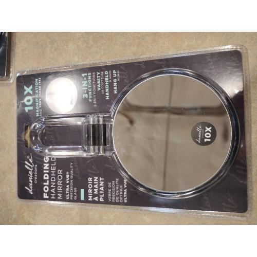 Danielle Creations 5.5-Inch Folding 2-Sided Hand Mirror, 10x Magnification, Acrylic