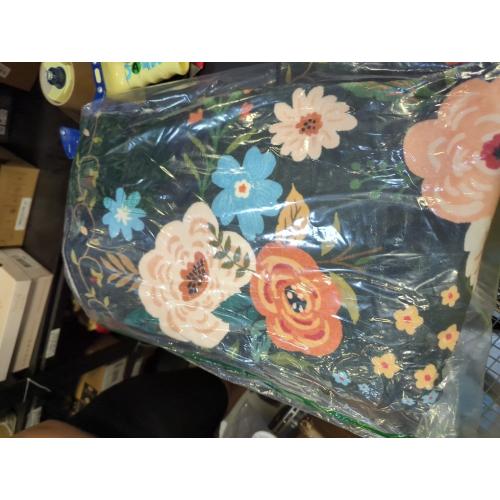 Floral 5x7 Area Rug Machine Washable Soft Print Boho Carpet Non Slip Doormat Low Pile Flower Area Rugs for Living Room Bedroom Nursery Kitchen Dining Room Indoor-Black