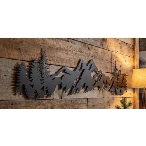 Black Metal Mountain Wall Art, Large Mountains Wall Decor,