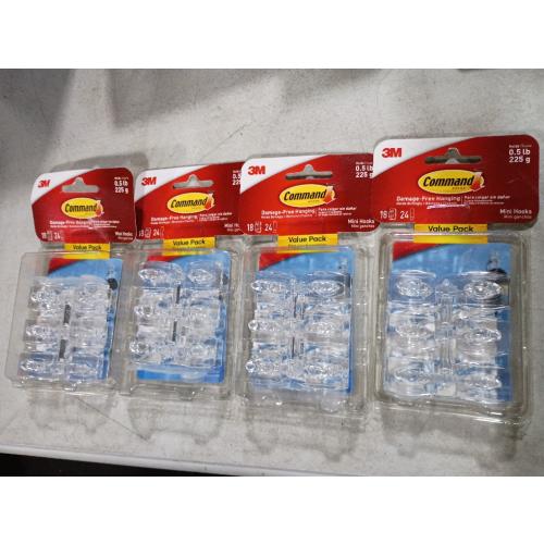 3M Command Mini Plastic Hook 1.08 in. L 1 pk (4)