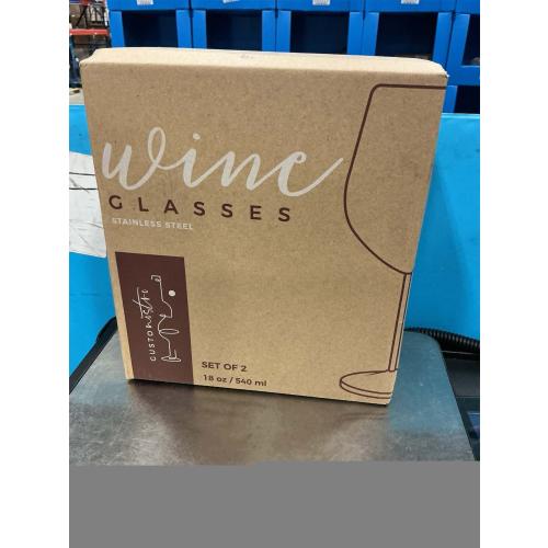 Gusto Nostro Stainless Steel Wine Glass - 18 oz - Cute, Unbreakable Wine Glasses for Travel, Camping and Pool - Fancy, Unique and Cool Portable Metal Wine Glass for Outdoor Events, Picnics (Set of 2)