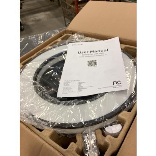 DLLT LED Ceiling Fan with Light: 16 Modern Low Profile Flush Mount Fandelier with App & Remote Control - Dimmable Black Bladeless Fan Light Fixture for Bedroom Kids Room Living Room