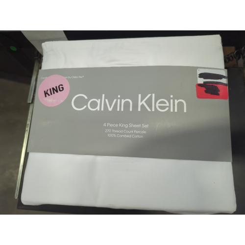 Calvin Klein 4pc King Sheet Set White 270 Thread Count