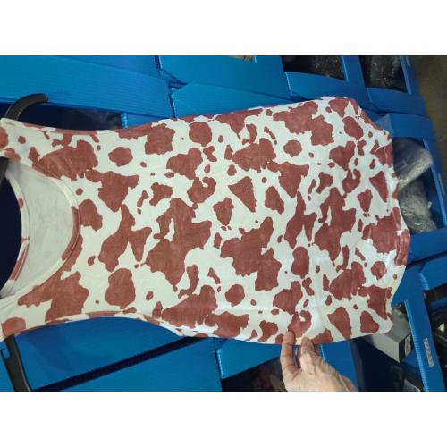 size S- BAIMORE Women's Cow Print Racerback Summer Crew Neck Sleeveless Plus Back Ribbed Basic Tank Top