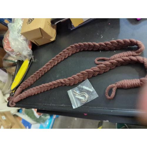 NICEEC 2 Pack Natural Cotton Rope Curtain Tiebacks Elegant Boho Style Decorative Drape Tie Backs Soft Hand-Woven Rope Curtain Holdbacks with Metal Hook for Home & Office Drapery (Coffee)