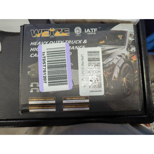 WEIZE Front Carbon Fiber Ceramic Brake Pads, Fits for Toyota Tundra Tacoma 4Runner Sequoia FJ Cruiser Lexus GX470, 2000 2001 2002 2003 2004 2005 2006 Truck and Tow Brake Pads Set with Hardware D976