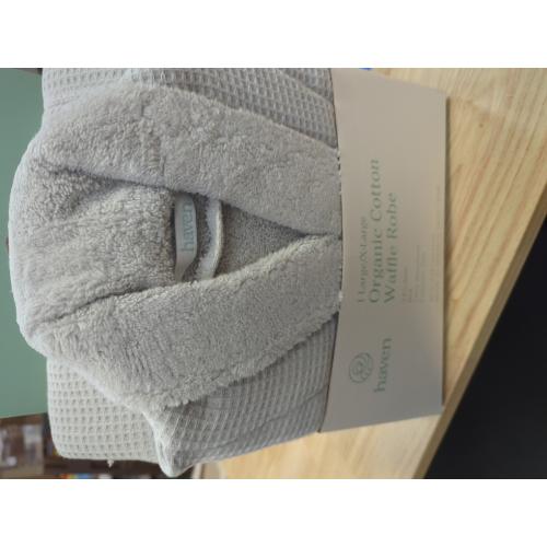 Haven Waffle Large/X-Large Organic Cotton Robe in Lunar Rock