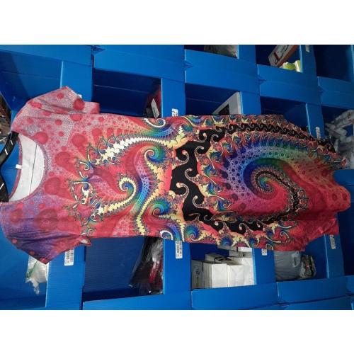 AHAIJ Women Summer Casual Maxi Dress Floral Printed Loose Pockets Short Sleeve Split Boho Dresses size small