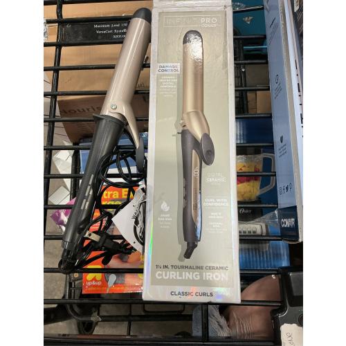 INFINITI PRO CONAIR Tourmaline Ceramic 1¼ Inch Curling Iron, 1¼-Inch Barrel Digital Hair Curler, Produces Loose Curls, 5 Heat Settings, For Use on Medium and Long Hair, Dark Grey