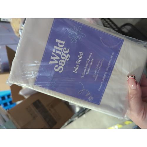 Wild Sage Brushed Cotton Percale 300-Thread-Count Standard/Queen Pillowcase in Coconut Milk