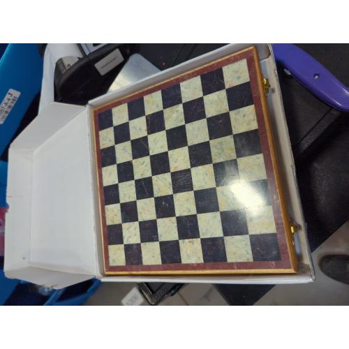 StonKraft - 10 X 10 Chess Board with Wooden Base & Stone Inlaid & Stone Pieces Game Set
