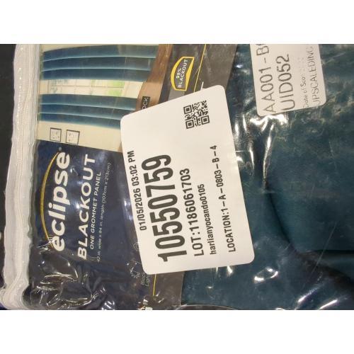 Cohen Thermaback Peacock Textured Solid Polyester 42 in. W x 84 in. L Blackout Single Grommet Top Curtain Panel