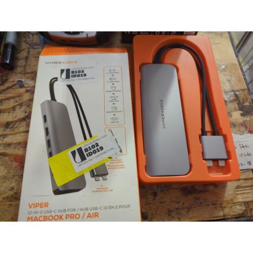 HyperDrive 10-in-2 USB C Dock, Dual Monitor HDMI 4K@60Hz, 60W USBC Power Delivery, Gigabit Ethernet, USB-C Hub Adapter for MacBook Pro with M1 Pro/Max 2021, MacBook Pro 2016-2019, MacBook Air (Gray)