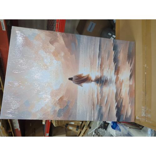 Jesus Walking on Water Canvas Wall Art Jesus Christian Posters Prints Sacred God Walking on Ocean Beach Painting Pictures for Living Room Bedroom Bathroom Office Wall Decor Framed