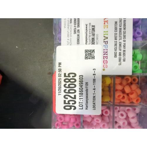 Giant Crayon Bead Box, Pony Beads with Smooth Surface Craft Assortment Colors (6x 9mm/18colors/1800 beads)