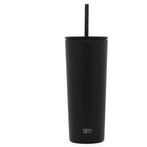 Simple Modern 24oz Insulated Stainless Steel Classic Tumbler with Straw Black: Cold Drinkware, Hand Wash, All Ages