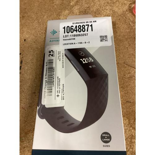 Fitbit Chɑrge 3 Fitness Activity Tracker Graphite/Black One Size 0.06 Pound New
