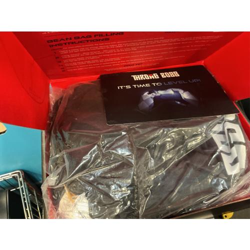 Throne Boss Gaming Bean Bag Chair for Kids with High Back – Floor Gaming Chair, Easy to Clean Oxford 420D Fabric, Large Side Pockets, Headphone Hanger – Cover ONLY Add 200 Liters Beans (Blue)