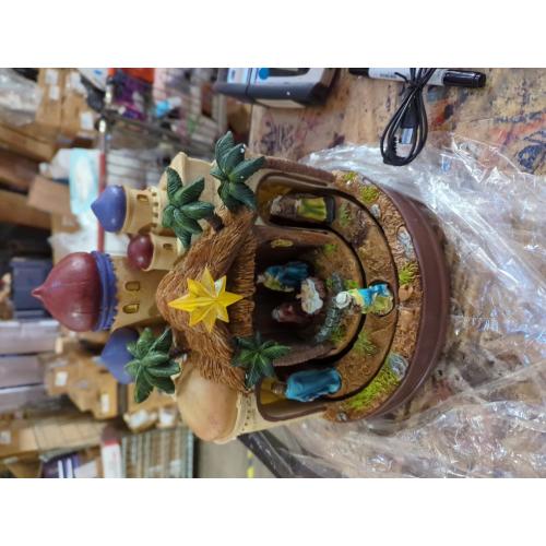 MXwcy Large Christmas Village Collectibles Statues Lighted Nativity Scene Architectural Decorations, Hand-Painted Bethlehem Creche with Holy Family & Magi, Religious Holiday Collectible Statue