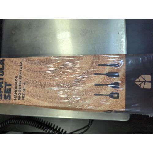 Wooden Spatula for Cooking, Teak Spatulas for Kitchen Use - Wooden Cooking Utensils Set of 4 including Paddle, Turner, Slotted Spurtle and Wood Scraper. Nonstick cookware.