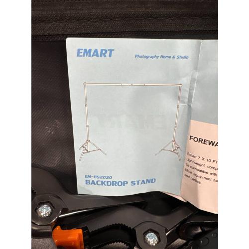 EMART Backdrop Stand 10x7ft(WxH) Photo Studio Adjustable Background Stand Support kit with 2 Crossbars, 8 Clamps, 2 Sandbags and Carry Bag for Parties, Events Decoration, Wedding, Photography