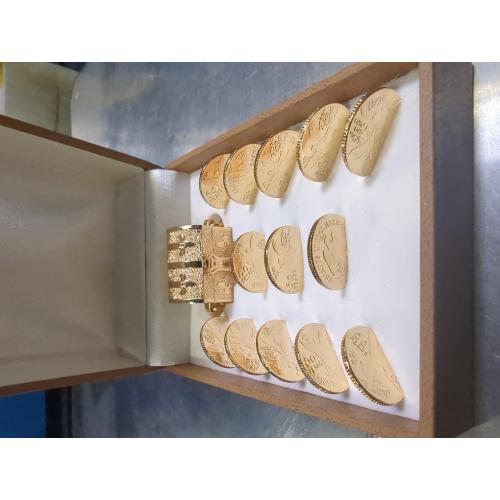 Customizable Wedding Unity Coins Gold Plated with Brown Case, Treasure Box