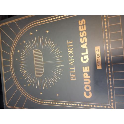 BELLAFORTE Champagne Coupe Glasses, Espresso Martini Glasses | Set of 4 | 7 oz Classic Cocktail Glasses, Fluted Glassware Crystal with Stem for Manhattan, Cosmopolitan in Premium Gift Box