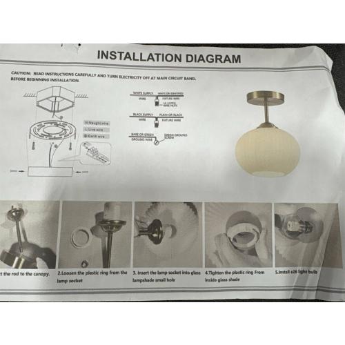 Gold Semi Flush Mount Ceiling Light Modern Semi Flush Lighting Milk Glass Globe Light Small Globe Hallway Lighting Fixtures Ceiling Vintage Ribbed Light Fixture