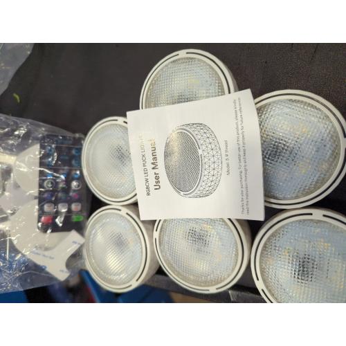 White 6 Pack Puck Lights with Remote Control, Battery Operated Wireless Under Cabinet Lighting, Stick on Tap Push Lights for Kitchen, Shelf, 6 Pack - White