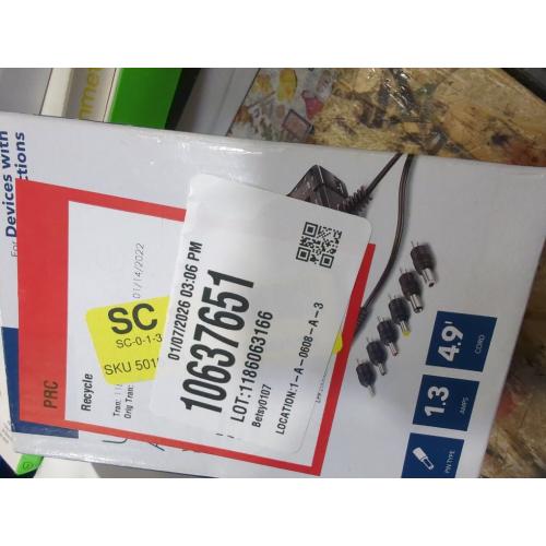 Belker 12W 3V 4.5V 5V 6V 7.5V 9V 12V Adjustable Voltage Universal AC/DC Adapter Power Supply for Household Electronics,Micro USB - 1A Max. [BN]