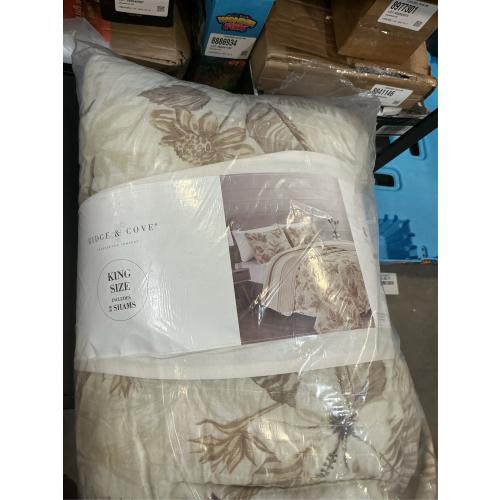 Ridge & Cove Tropical Palms Reversible KING SIZE / Cotton Quilt Set