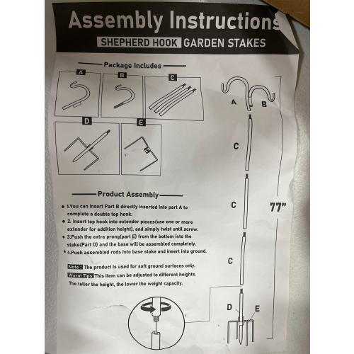 FEED GARDEN Adjustable Double Shepherds Hook for Outdoor with 5 Prong Base 76 Inch Heavy Duty Two Sided Bird Feeder Pole for Hanging Plant Baskets, Solar Light Lanterns, Wind Chimes 2 Pack - little damage