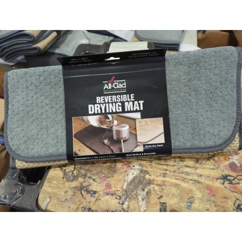 All-Clad Premium Reversible Dish Drying Mat for Kitchen: 16 x 28 Ultra-Absorbent, Long-Lasting, No Condensation, and Oversized for Large Pots and Pans - 2 Pack, Pewter