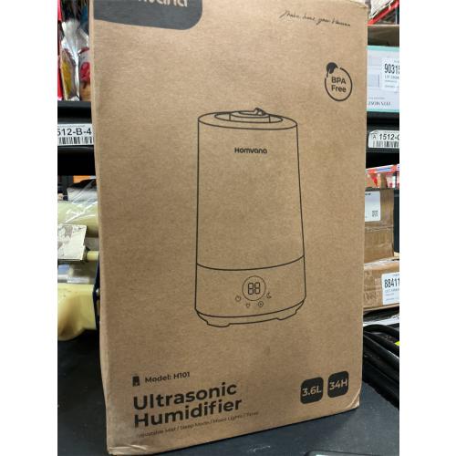 Homvana Humidifiers for Bedroom Home, 3.6 L Cool Mist Top-Fill 34H Super Long Time, Quiet 23dB, Baby Humidifier, Oil Diffuser for Large Room, Plants, Nursery, Office BPA FREE, 7 Color Light Ultrasonic