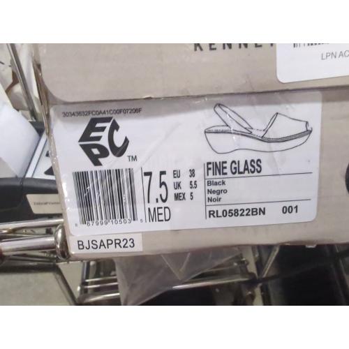 Size 7.5M Color Black Kenneth Cole Reaction Women's Fine Glass Wedge Sandals - Black - 7.5M