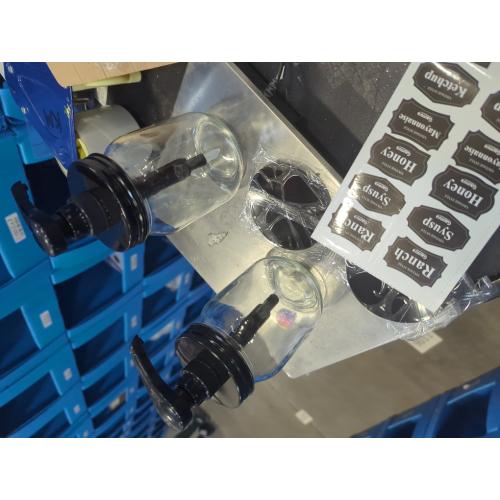 Gaussra Mason Jar Honey Dispenser with Coaster - Set of 2 - 16 fl oz Glass Jar with Rust Resistant, Leak Resistant, 8cc Food Grade Pump for Ranch, Ketchup, Syrup, Condiments, Salad Dressings & More