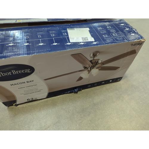 Harbor Breeze Macon Bay 62-in Brushed Nickel Indoor Ceiling Fan with Light (5-Blade)