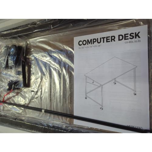 (Caster, Rustic Brown, 32 inch) Rolling Computer Desk with Wheels, Gaming Desk for Small Spaces, Modern Simple Style Table for Home Office, Study Writing Table