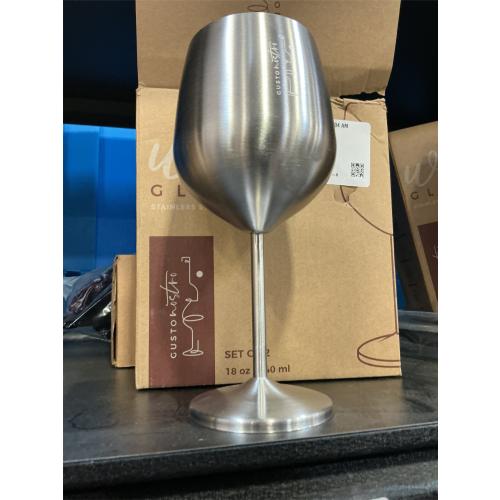 Gusto Nostro Stainless Steel Wine Glass - 18 oz - Cute, Unbreakable Wine Glasses for Travel, Camping and Pool - Fancy, Unique and Cool Portable Metal Wine Glass for Outdoor Events, Picnics (Set of 2)
