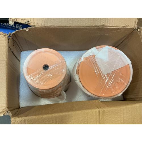 Cedilis 2 Pack Terracotta Pots, 5 Inch Red Clay Planter Pots with Drainage and Saucers, Ceramic Pottery Succulent Planter, Garden Cactus Flower Planters with White Geometric Designs