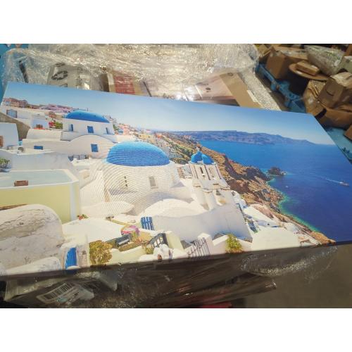 Size 24x48 Large Canvas Print Wall Art Santorini in Greece Painting Wall Decor, Blue Coastal Landscape Artwork Seascape Pictures for Living Room, Bedroom, Office Decoration - 24x48