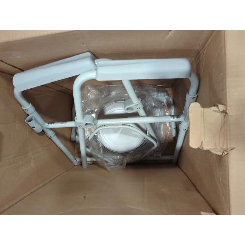 Drive Medical Folding Steel Bedside Commode Chair - Portable 3-in-1 Toilet Solution - Adjustable Height - 7.5 Qt Bucket Included - Durable Powder-Coated Steel Frame - Supports Up To 350 Lb